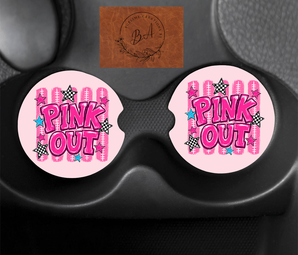 Pink Out Car Coaster Sets