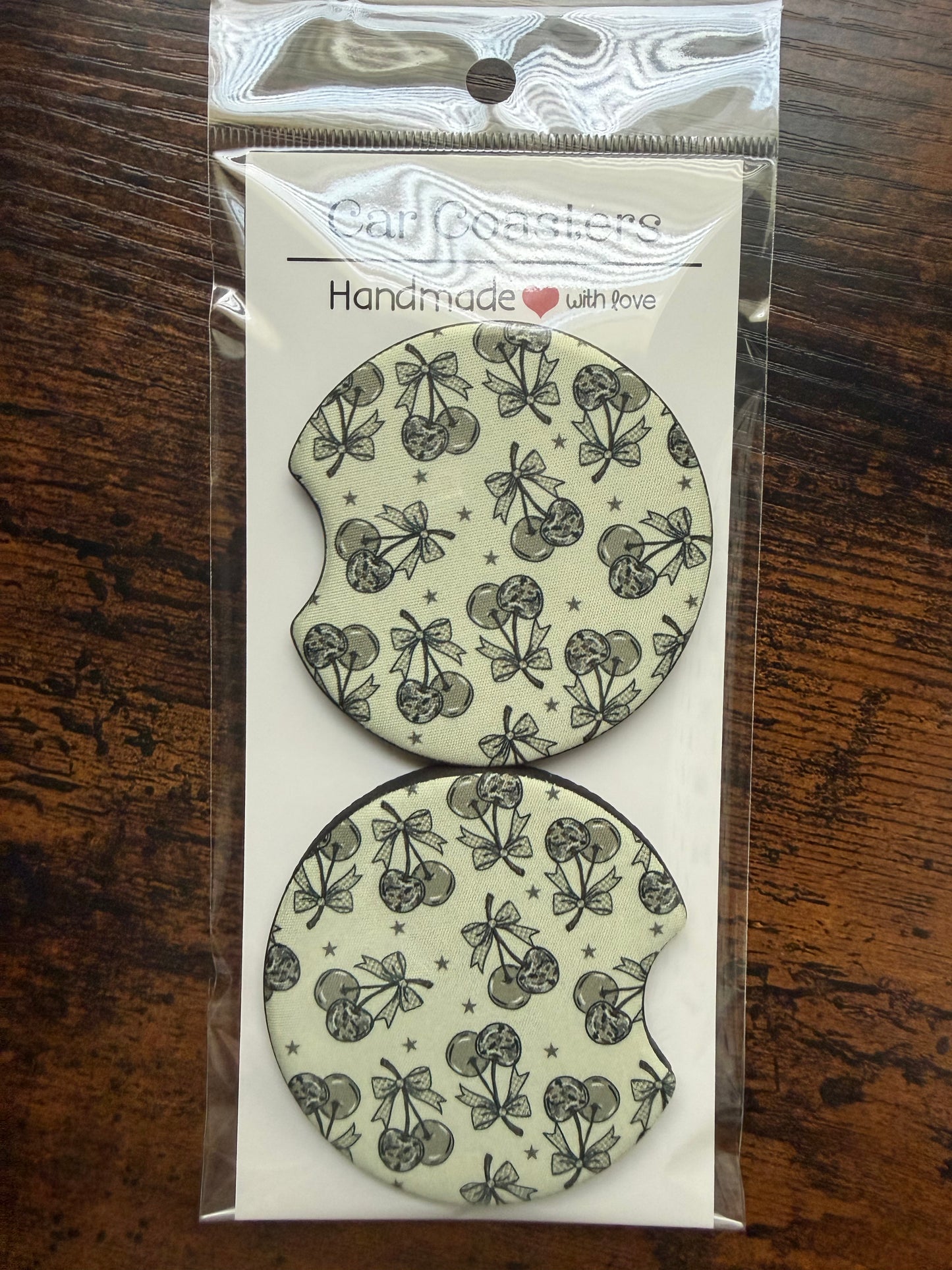 Cherry Camo Bow Seamless Car Coaster Sets