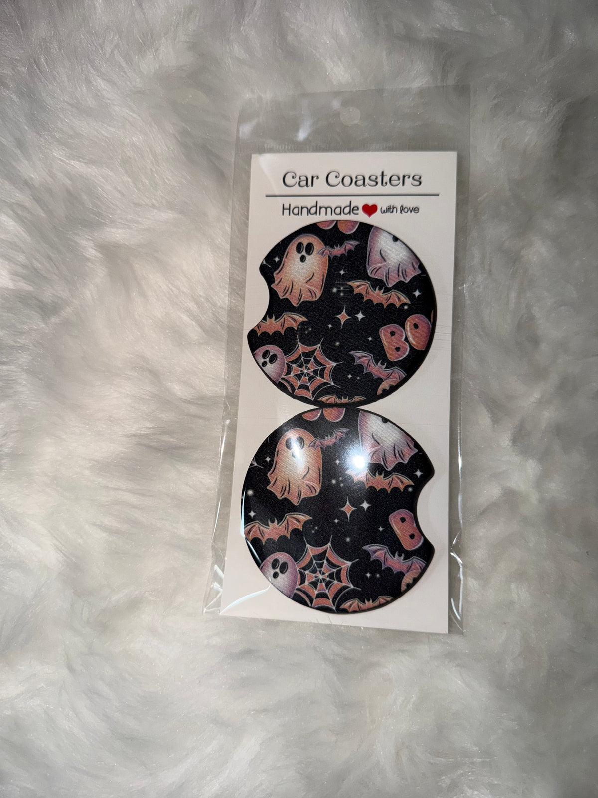 Boo Print Car Coaster Set