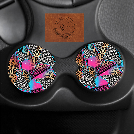 Race Leopard Seamless Print Car Coaster Set