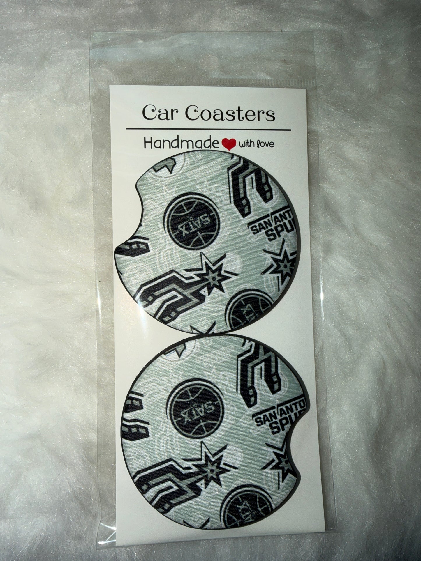 Spurs Print Car Coaster Set