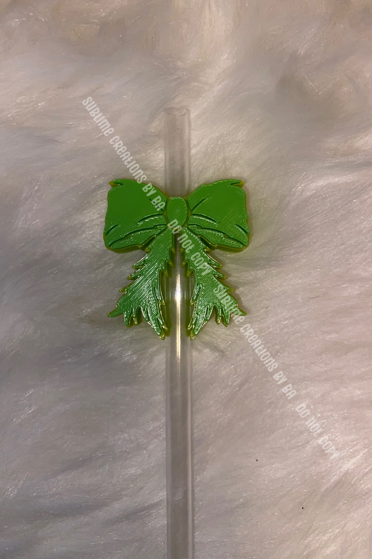 Green Bow 3D Straw Topper