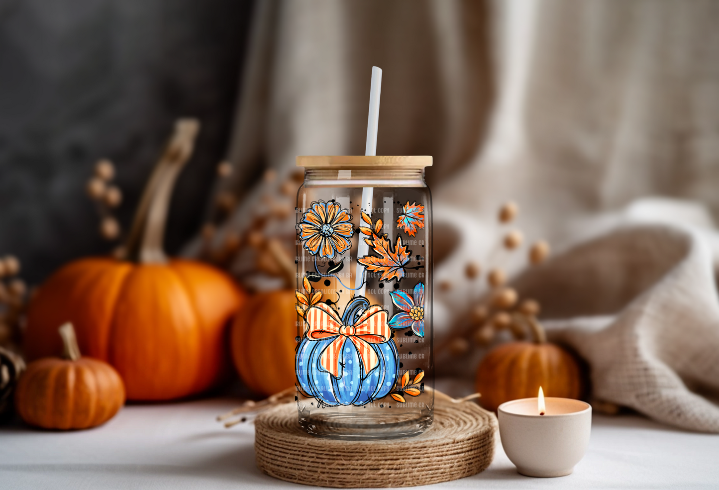 Pumpkin Spice Glass 16oz Libbey Glass Cup