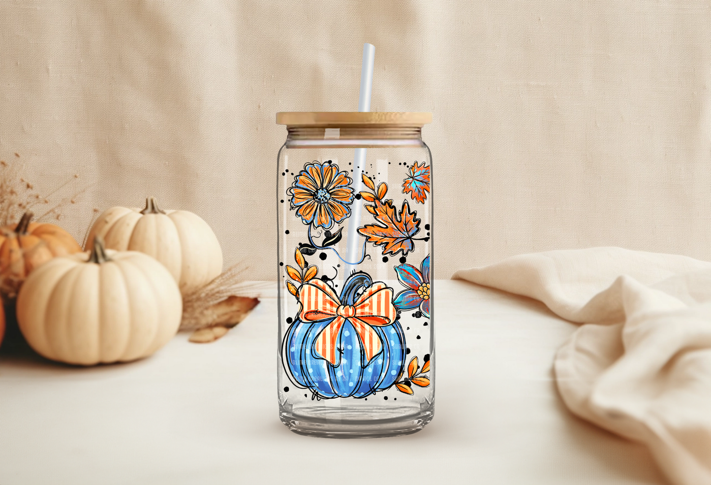 Pumpkin Spice Glass 16oz Libbey Glass Cup