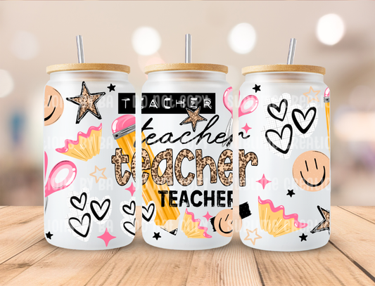 16oz Leopard Teacher Libbey Cup