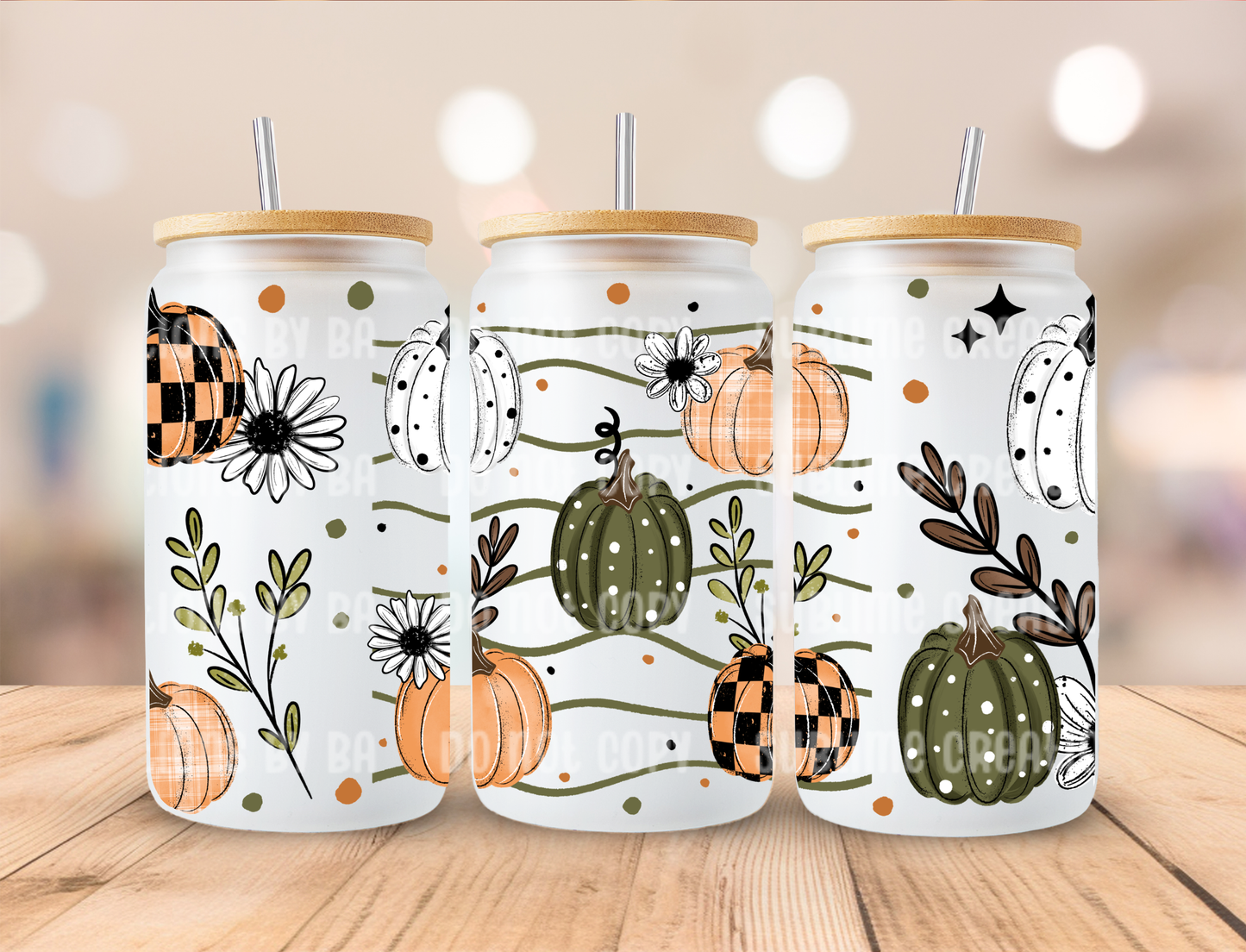 16oz Pumpkins and Wavy Lines Libbey Cup