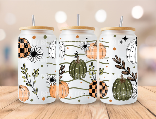 16oz Pumpkins and Wavy Lines Libbey Cup