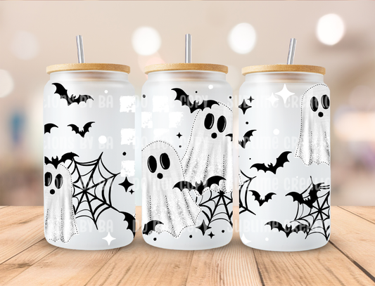 16oz Black and White Ghostie Libbey Cup