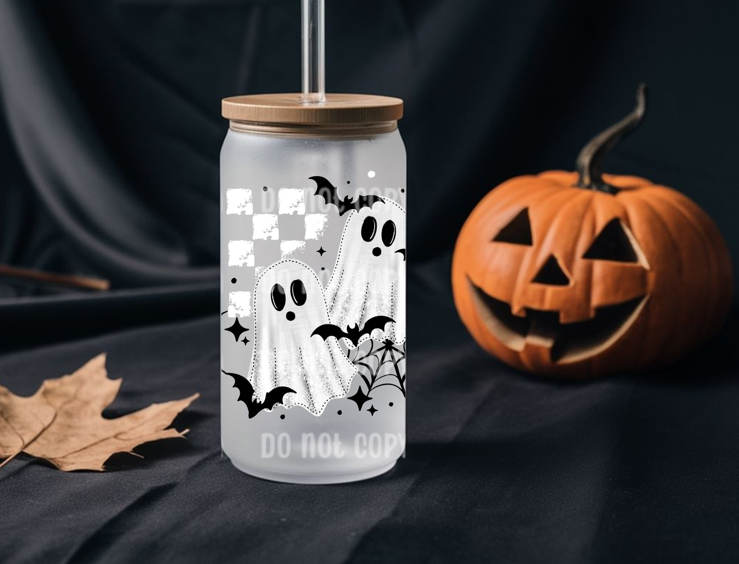 16oz Black and White Ghostie Libbey Cup