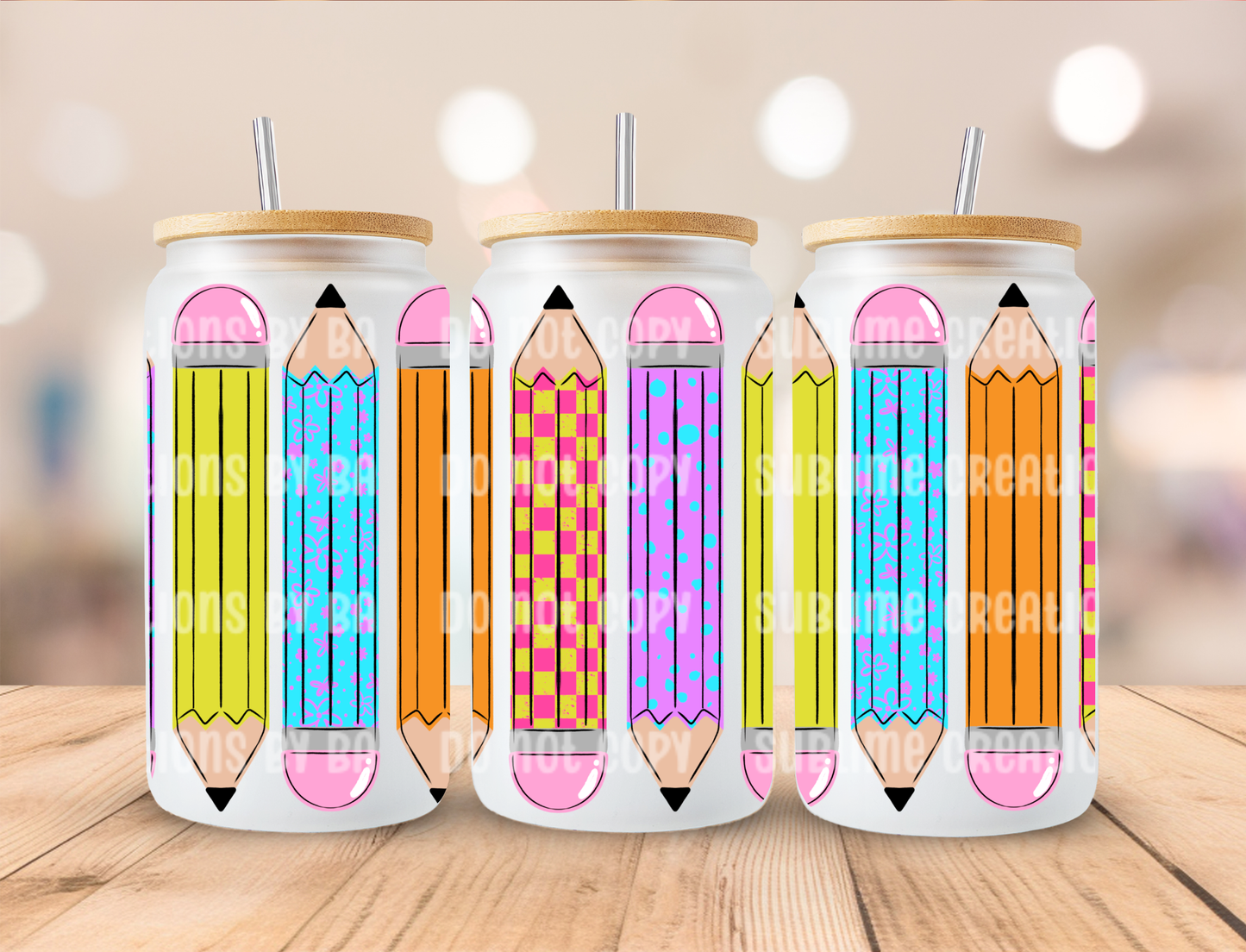 16oz Colorful Pencils Libbey Cup
