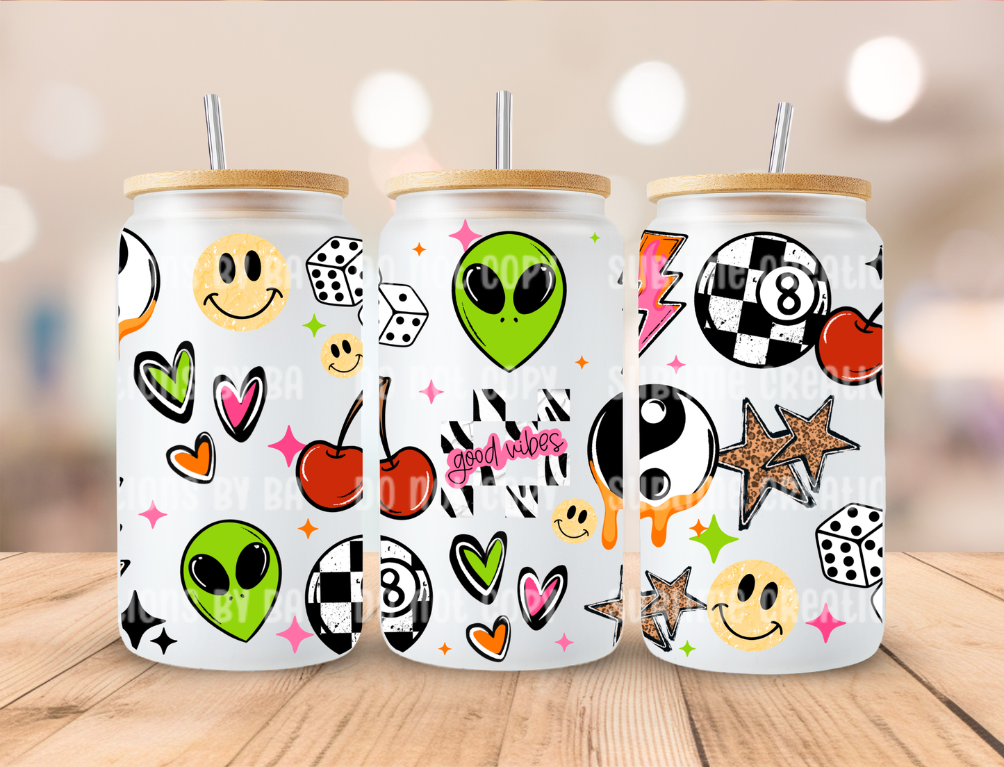16oz Good Vibes Collage Libbey Cup