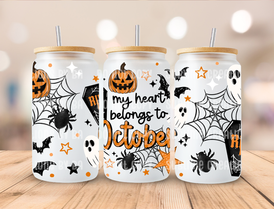 16oz Heart Belongs to October Libbey Cup