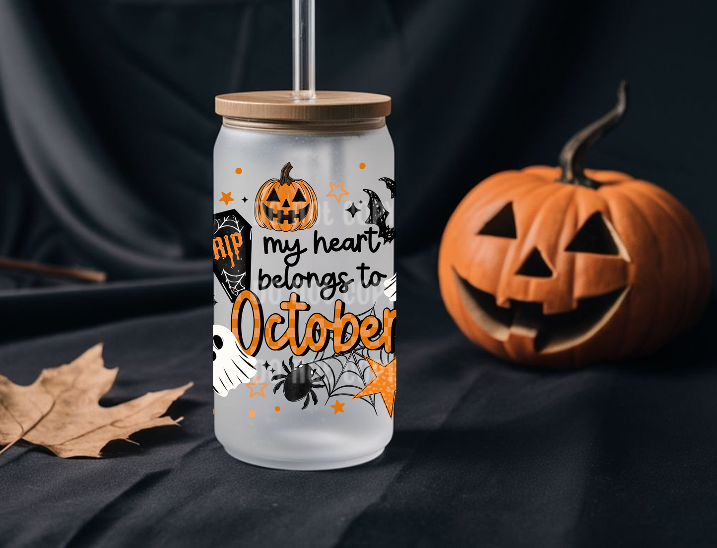 16oz Heart Belongs to October Libbey Cup