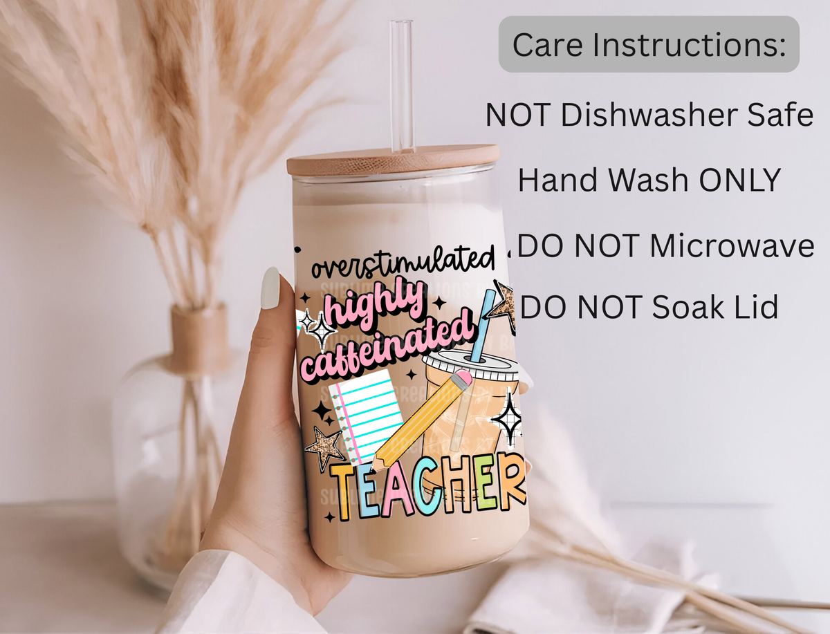 16oz Highly Caffeinated Teacher Libbey Cup
