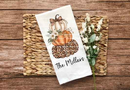Custom Fall Pumpkin Kitchen Waffle Towel