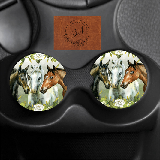 Horse Print Car Coaster Set