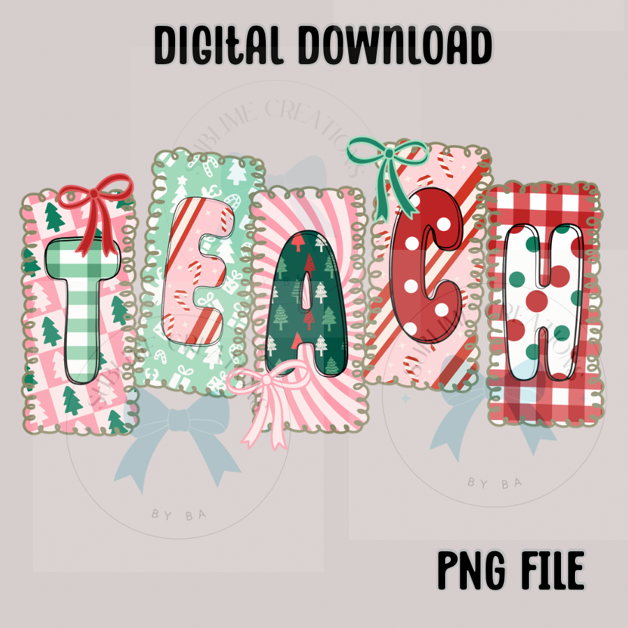 Custom Teacher Christmas PNG Digital File ONLY