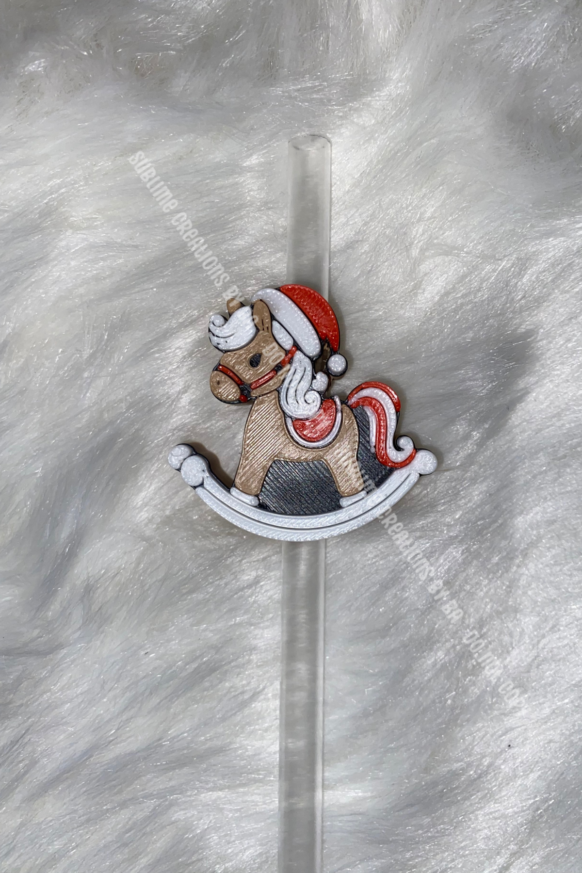 Christmas Rocking Horse 3D Straw Topper