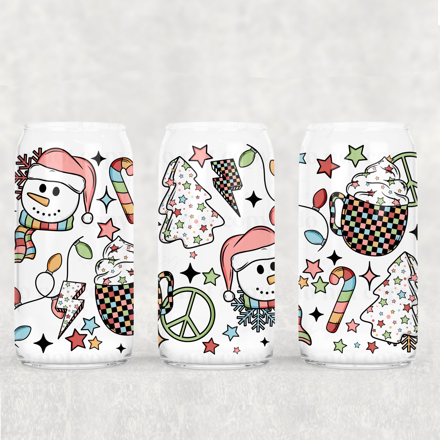 Winter/Christmas Frosted Libbey Cups