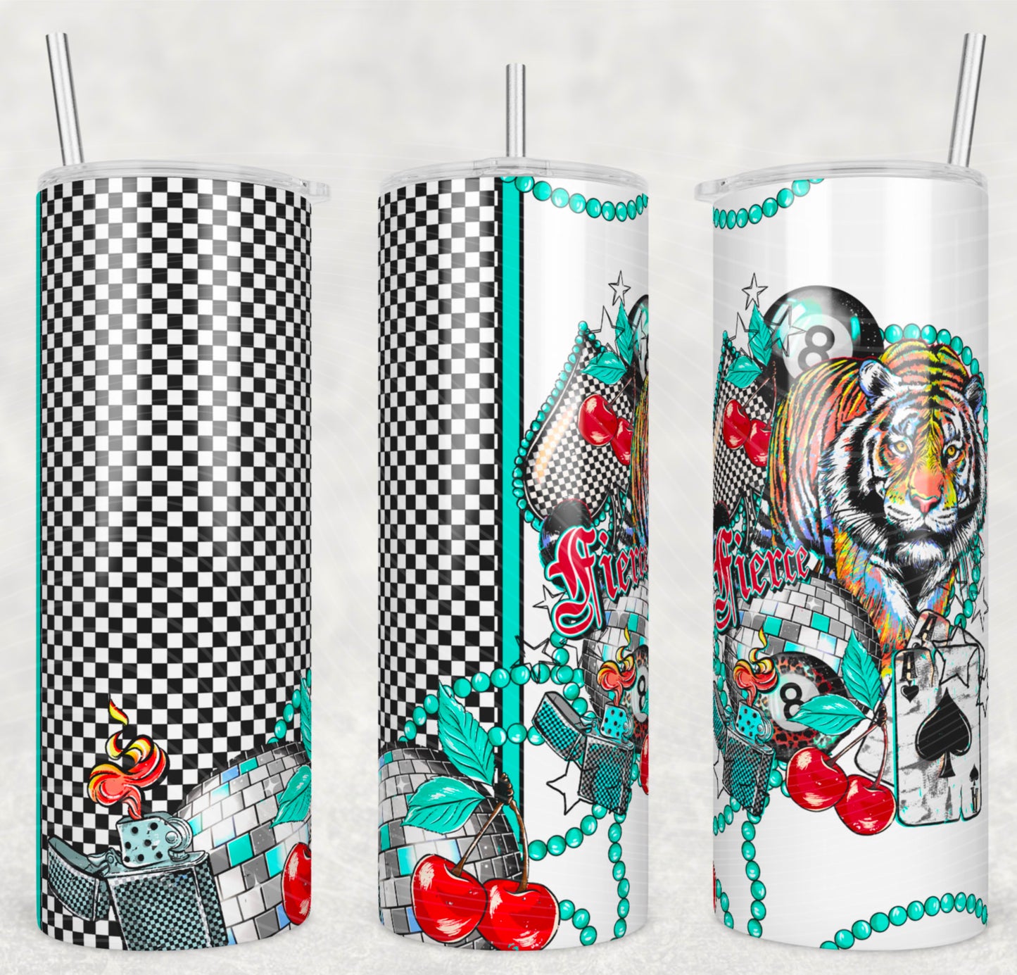 20oz Fierce Tiger Straight Skinny Tumbler#525