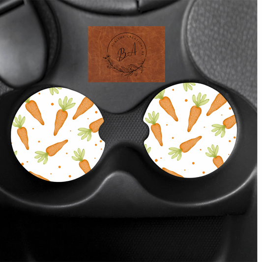 Carrot Seamless Print Car Coaster Set
