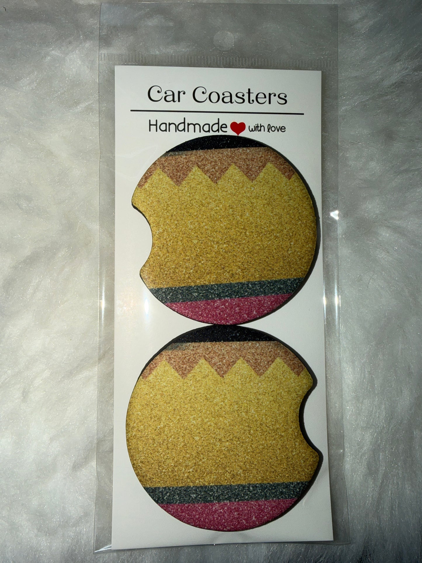 Glitter Pencil Teacher  Seamless Print Car Coaster Set