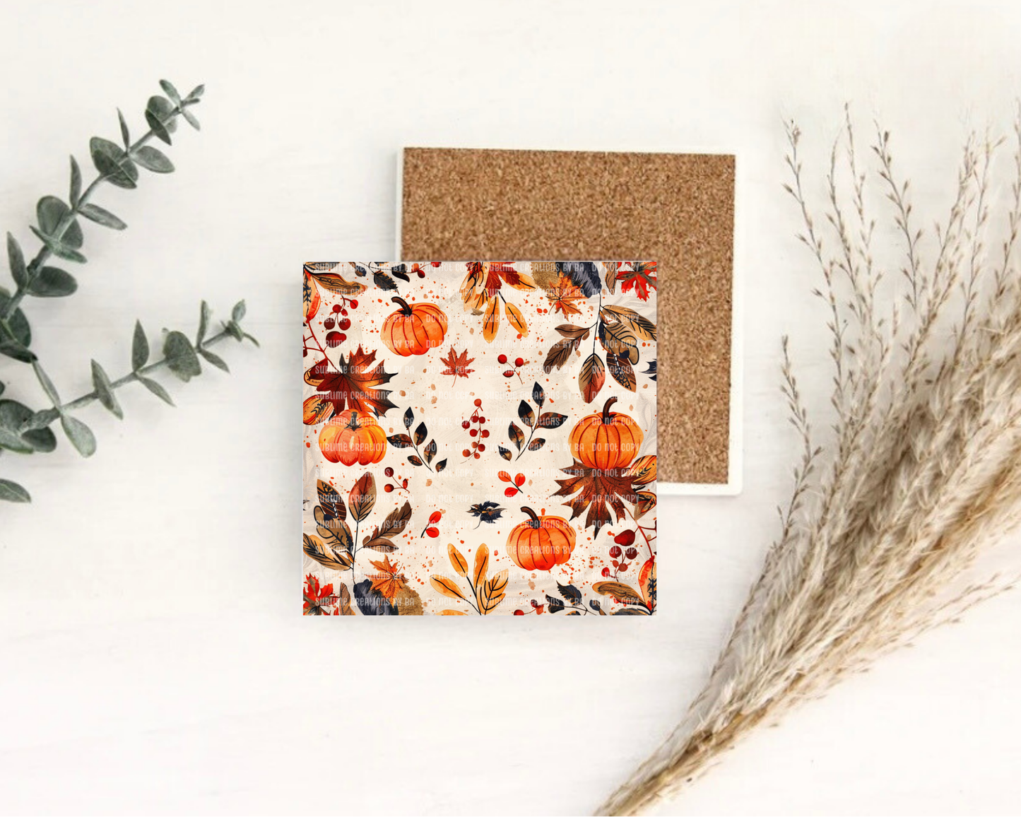 Autumn Pumpkin-Fall Coffee Coaster Set