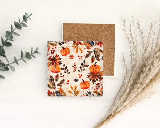 Autumn Pumpkin-Fall Coffee Coaster Set