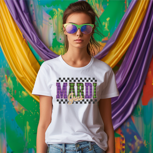 Retro Checkered Mardi Gras DTF Print Only