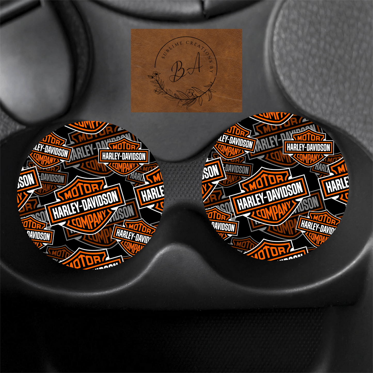 Biker Print Car Coaster Set