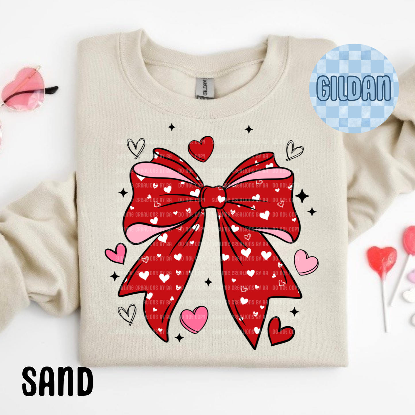 Heart Bow Adult Sweatshirt, Valentine Shirt