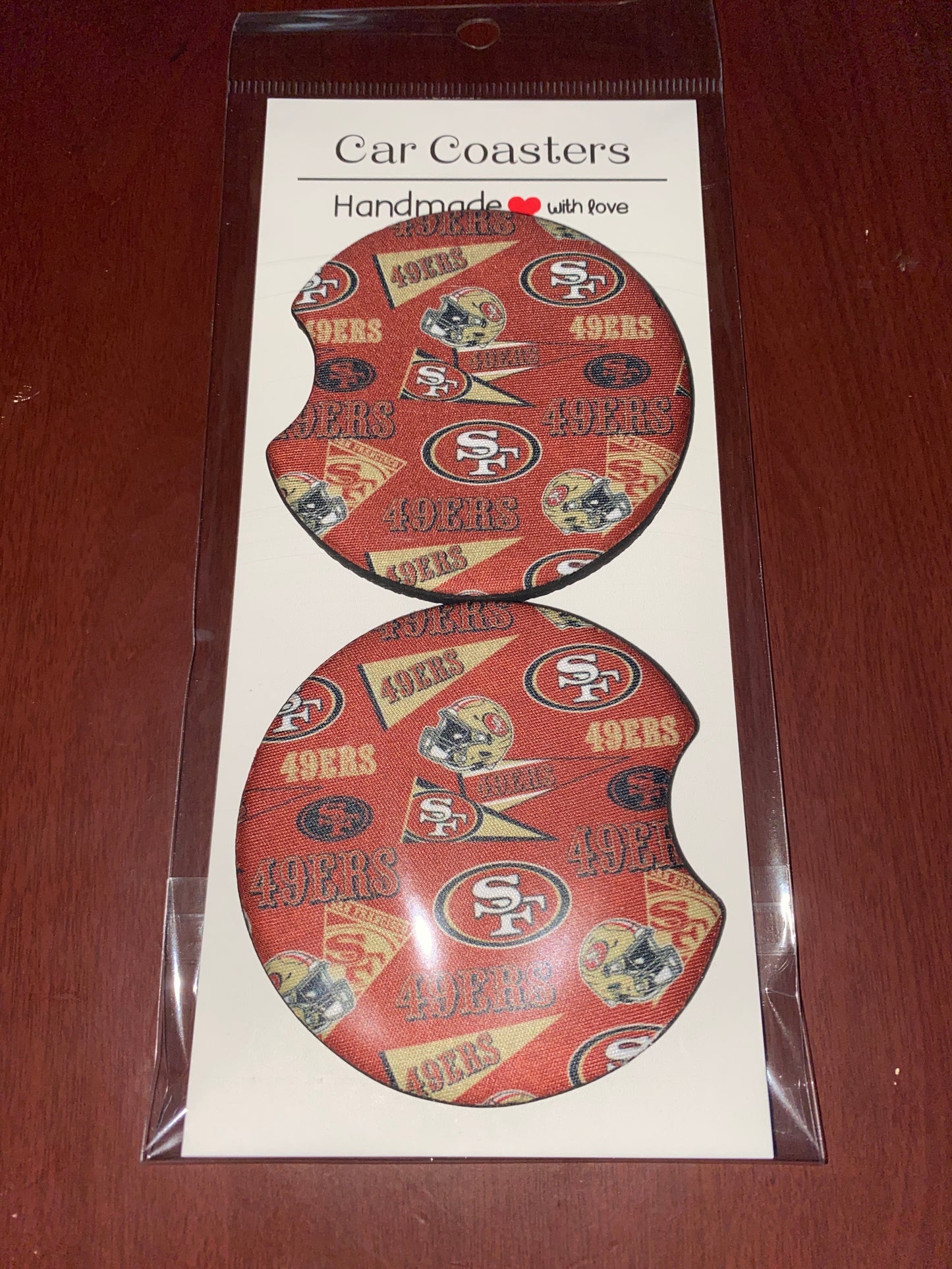49ers Print Car Coaster Set