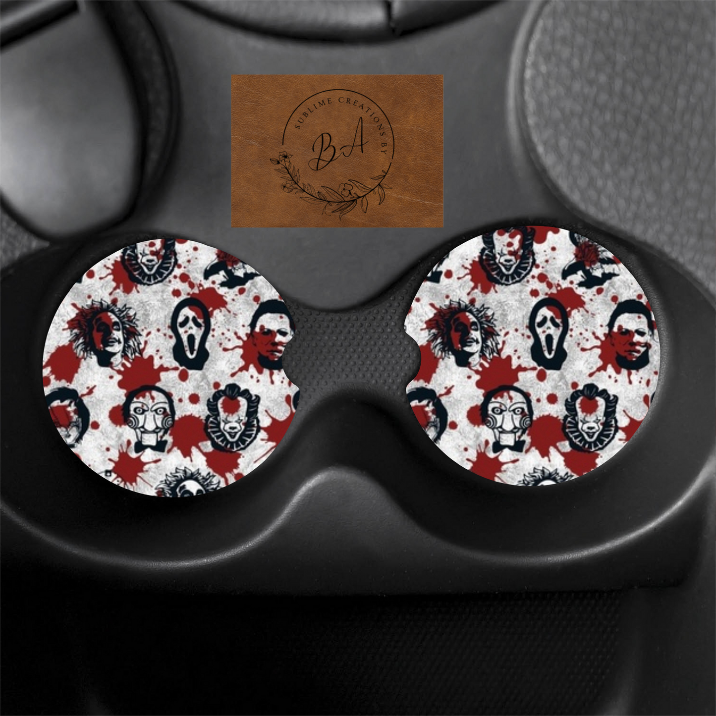 Horror Characters Print Car Coaster Sets