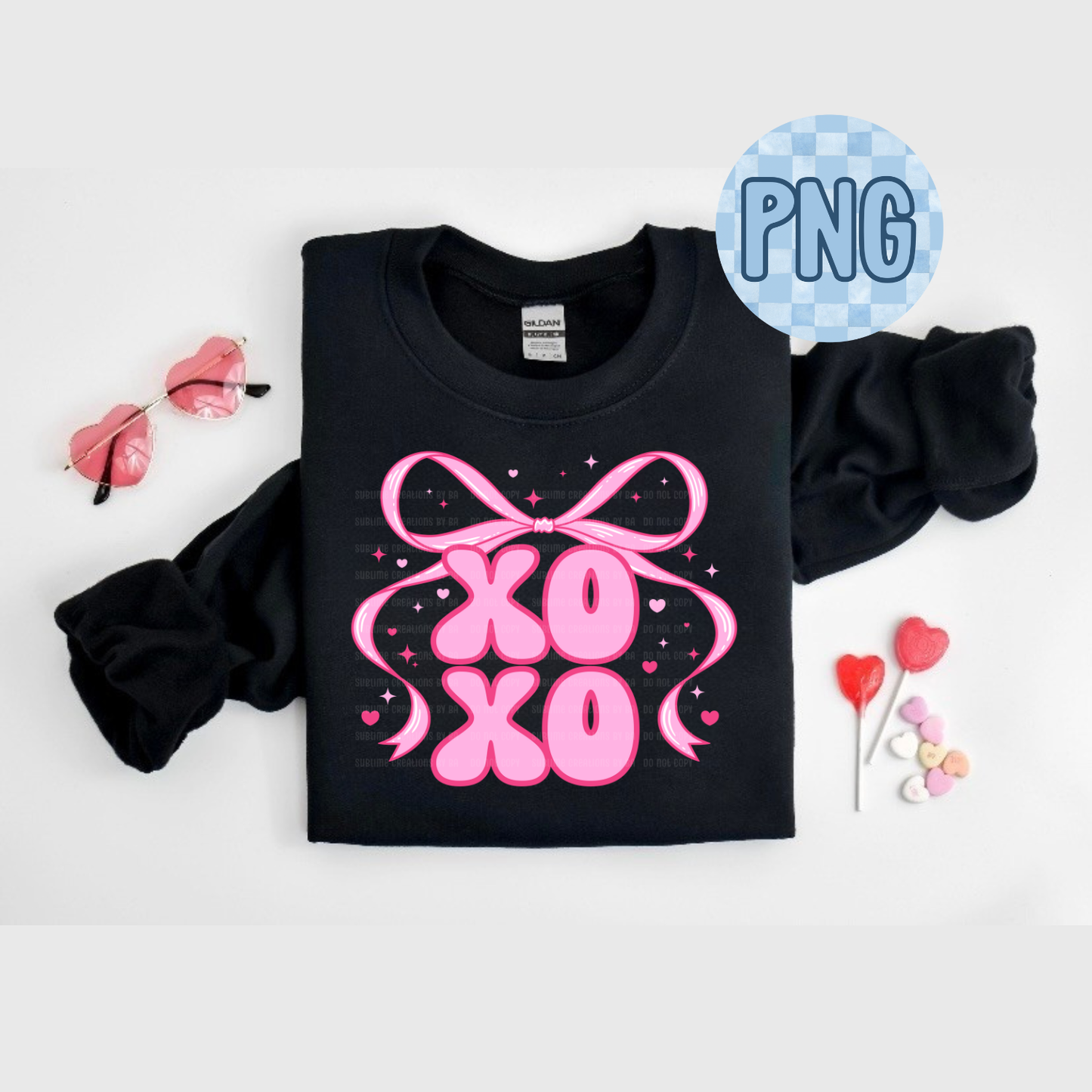 XOXO Bright Coquette Bow Valentine PNG Digital File ONLY