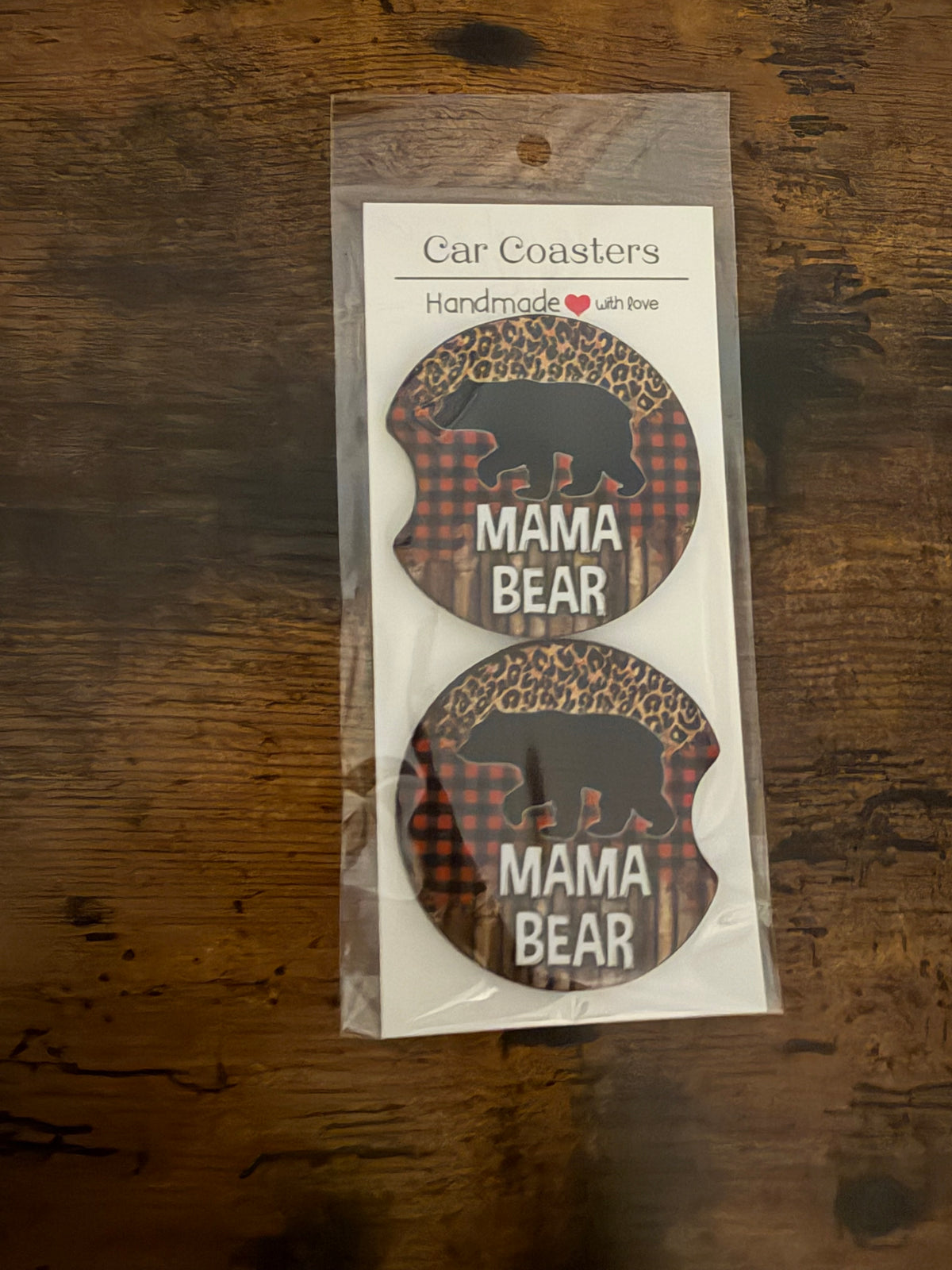 Mama Bear Seamless Car Coaster Set