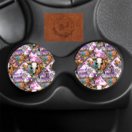 Wild Ones Print Car Coaster Set