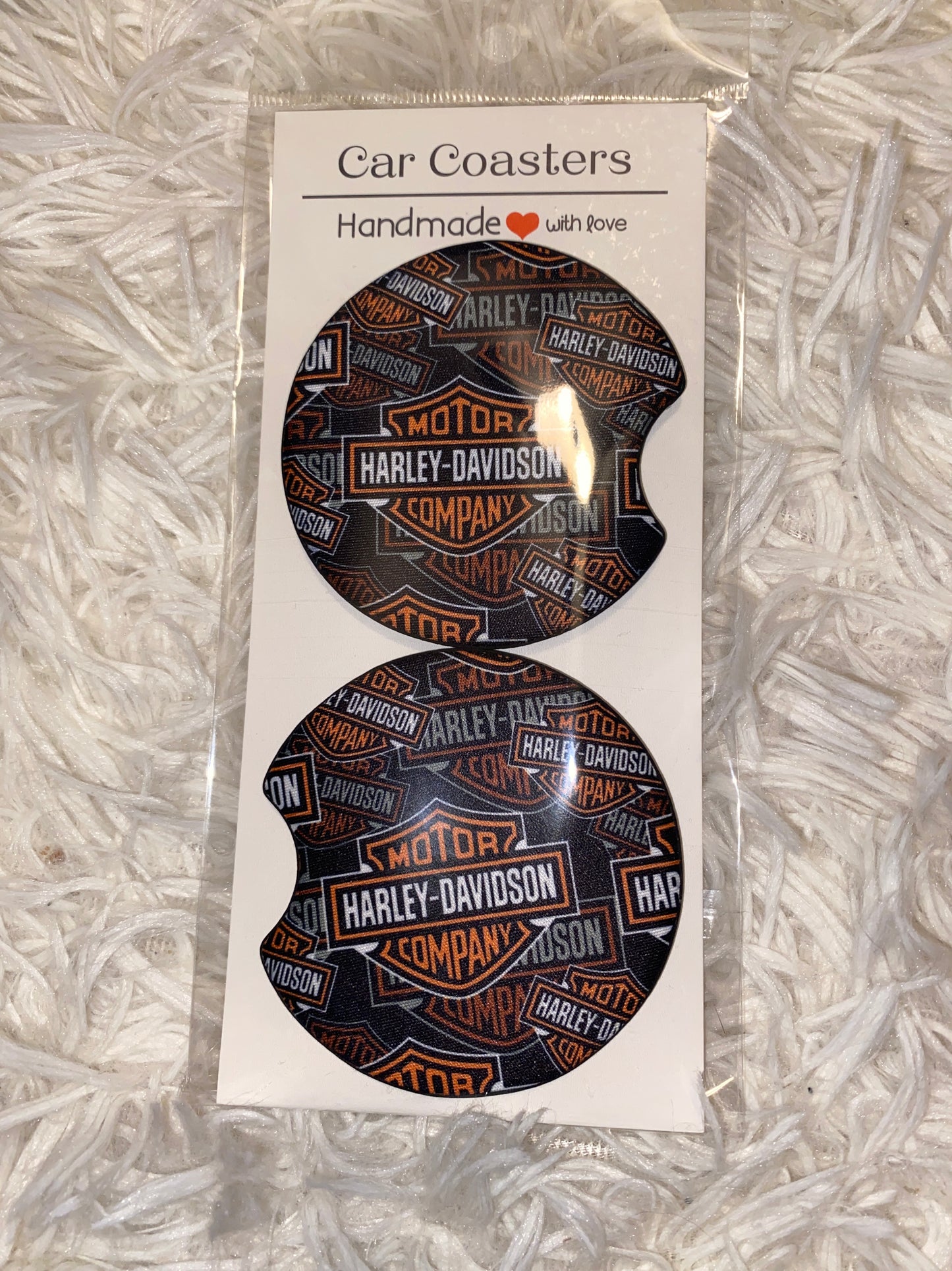 Biker Print Car Coaster Set