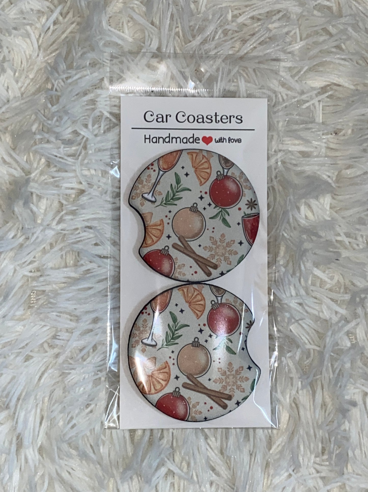 Merry Mimosa Print Car Coaster Set