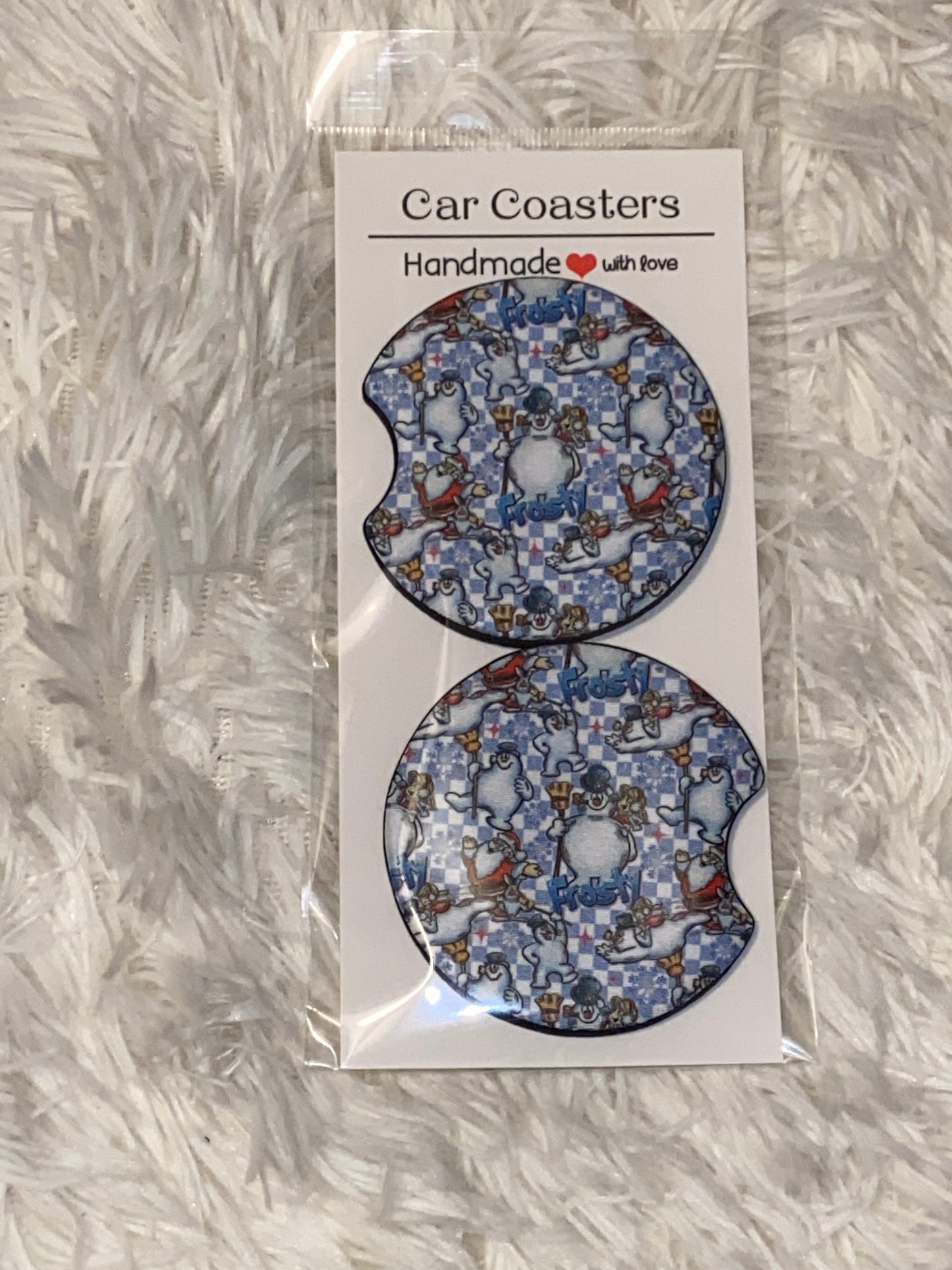 Frosty Print Car Coaster Set