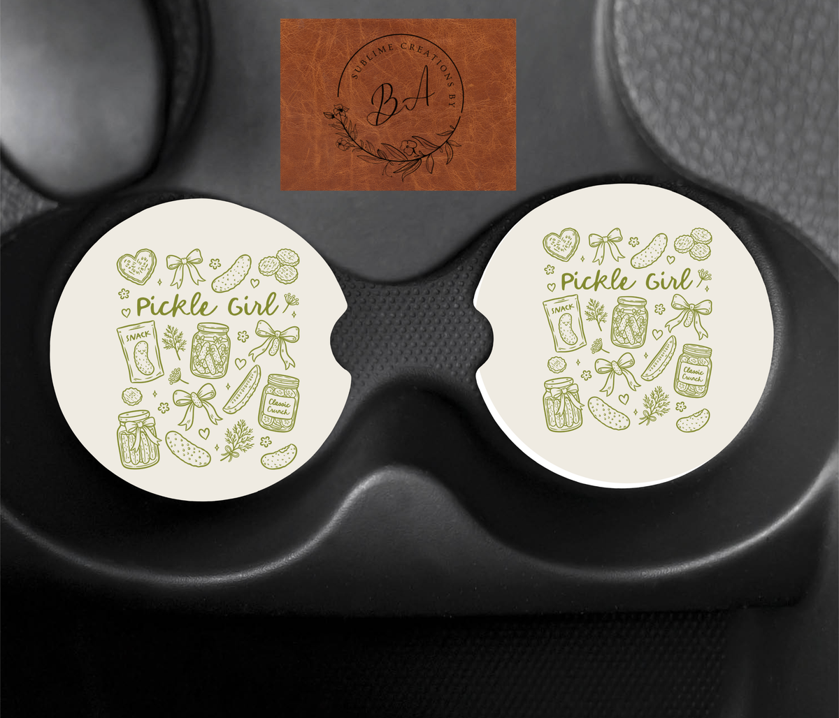 Pickle Girl Car Coaster Sets