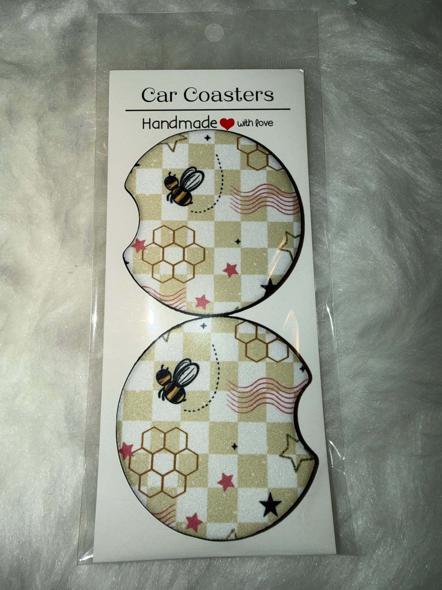 Honeycomb Seamless Print Car Coaster Set