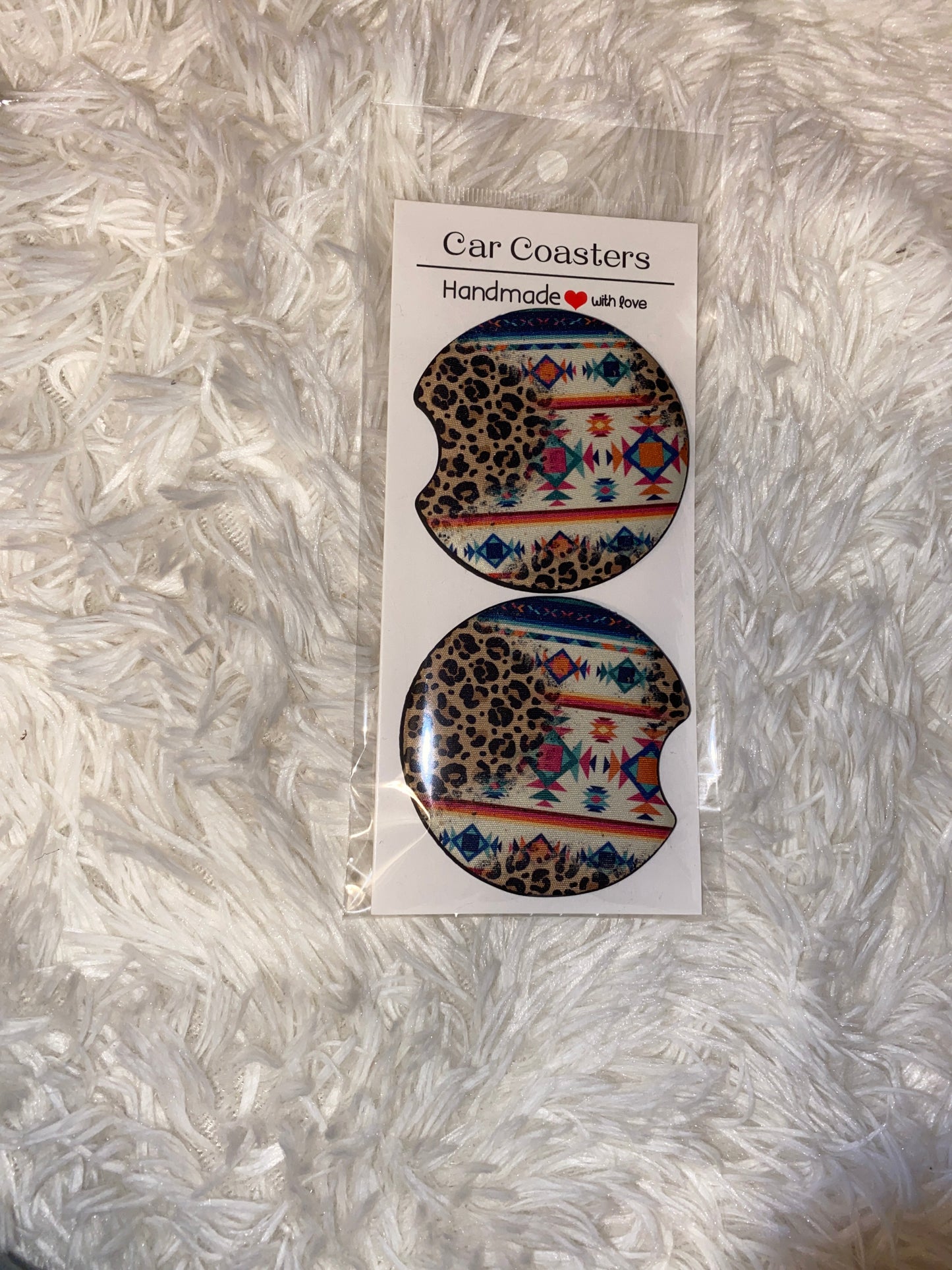 Aztec Leopard Pattern Car Coaster Set