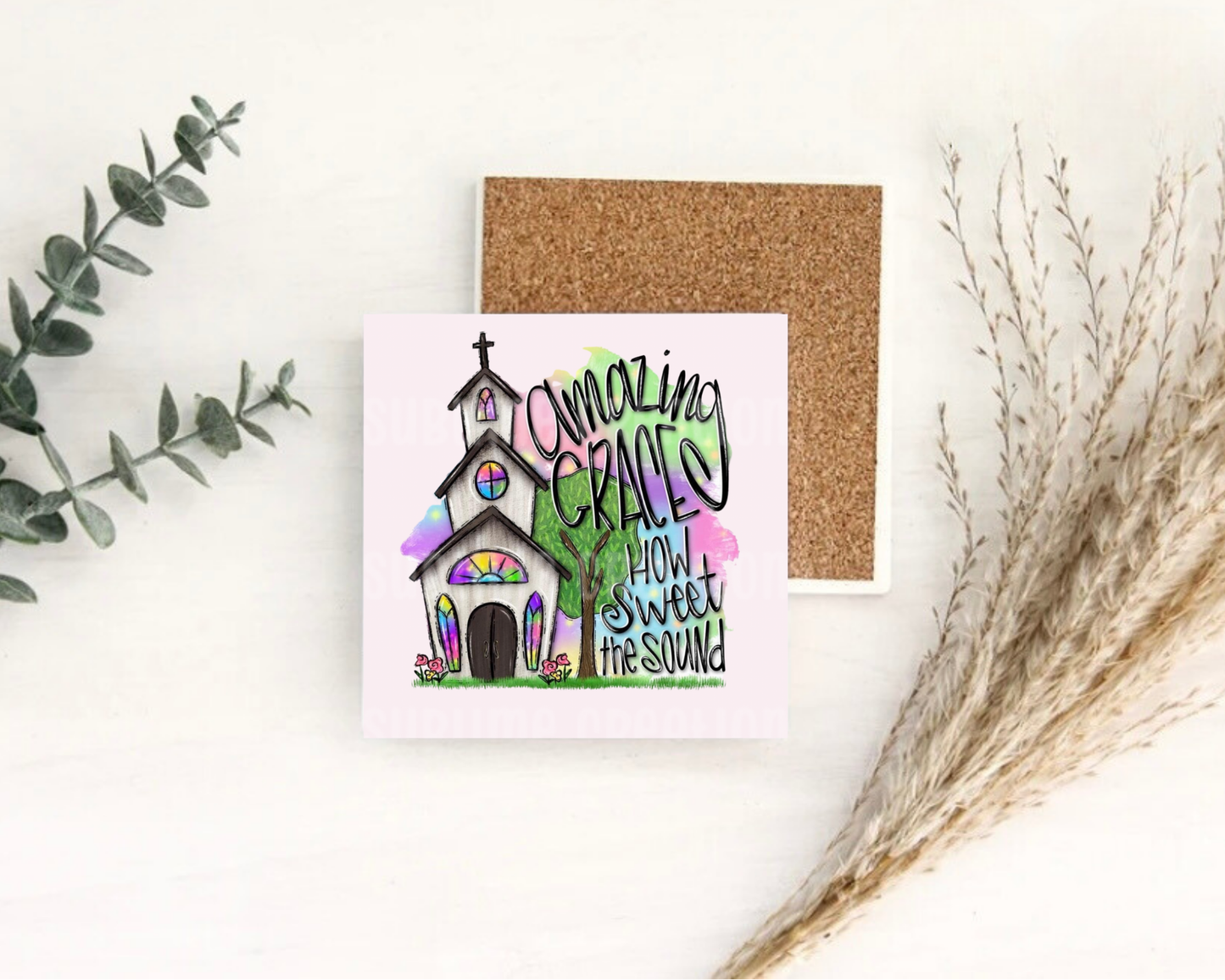 Amazing Grace How Sweet the Sound Desk Coaster