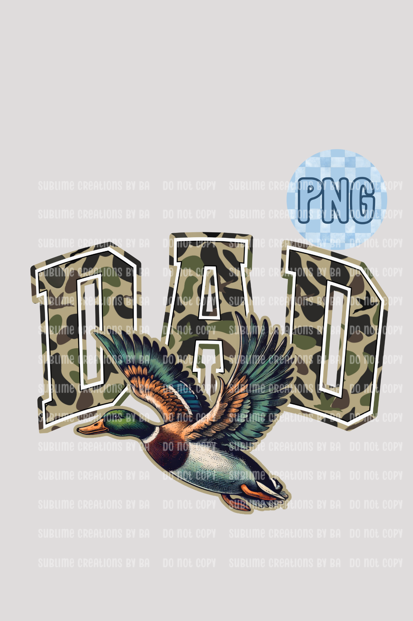 Dad Camo Flying Mallard Duck PNG Digital File ONLY
