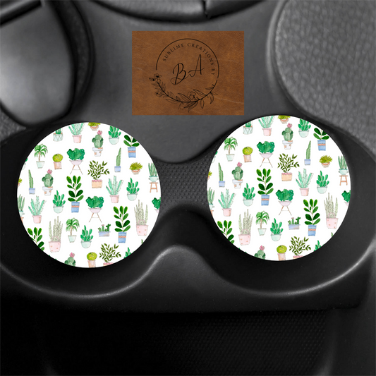 Succlent PlantPot Car Coaster Set
