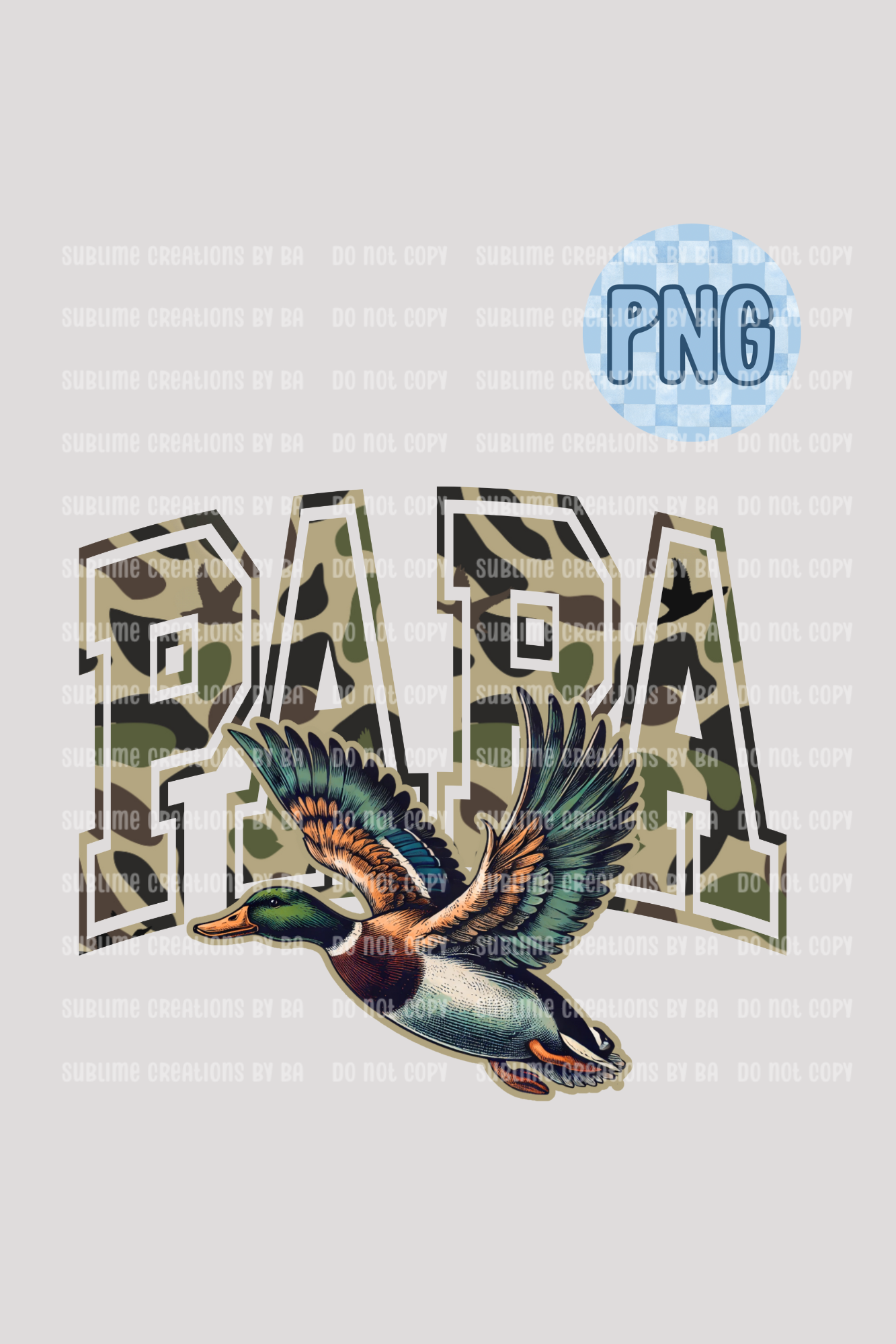 Papa Camo Flying Mallard Duck PNG Digital File ONLY