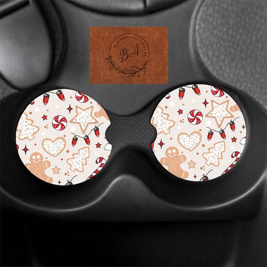 Christmas Junkie Print Car Coaster Set