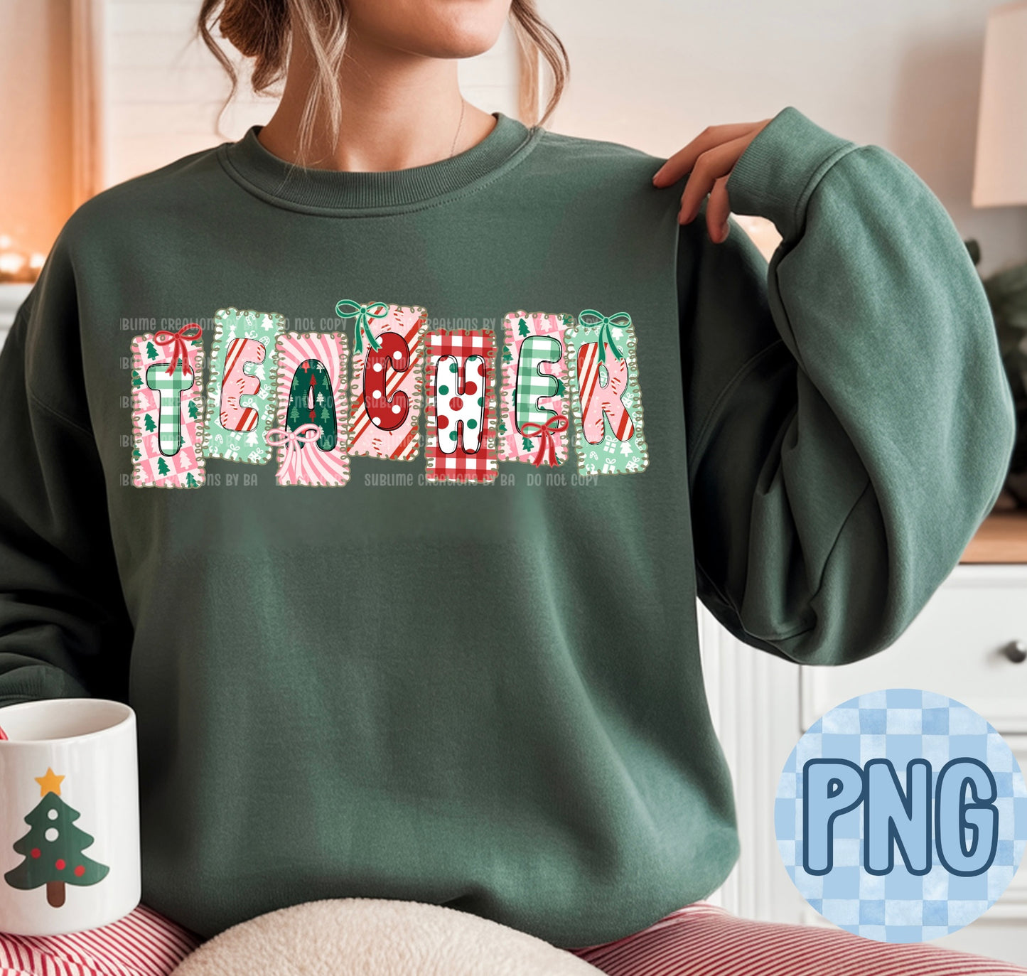 Custom Teacher Christmas PNG Digital File ONLY
