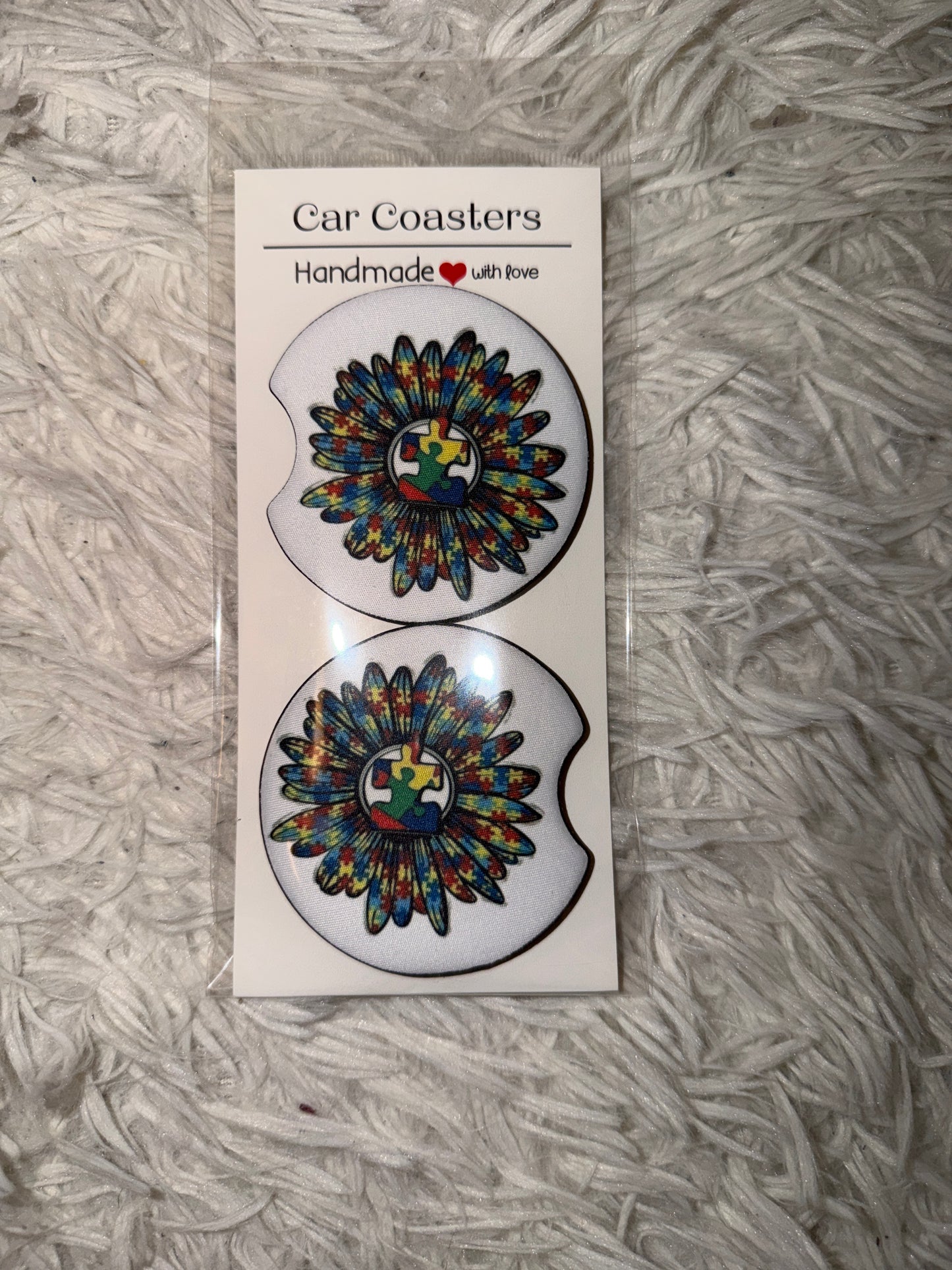 Autism Awareness Print Car Coaster Set