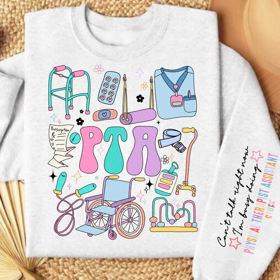 Physical Therapist Assistant (PTA) Doodle Occupation Sweatshirt